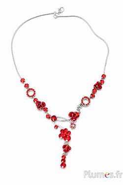 Ketting met hanger - lengte 27 cm - rood-zilverkleurig